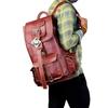 Handmade Goat Leather Laptop Messenger Casual Daypack Travel Backpack Knapsack