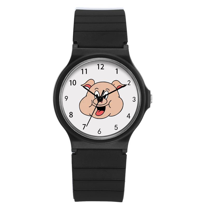 Cartoon Pink Pig Head Piglet Watch Movie Student Waterproof Silicone Quartz Watch