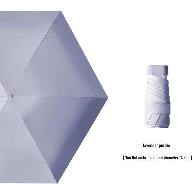 Креативный мини-зонт на клею шестикратного сложения черного цвета — компактная женская капсула для защиты от солнца и дождя, солнцезащитный экран двойного назначения.
