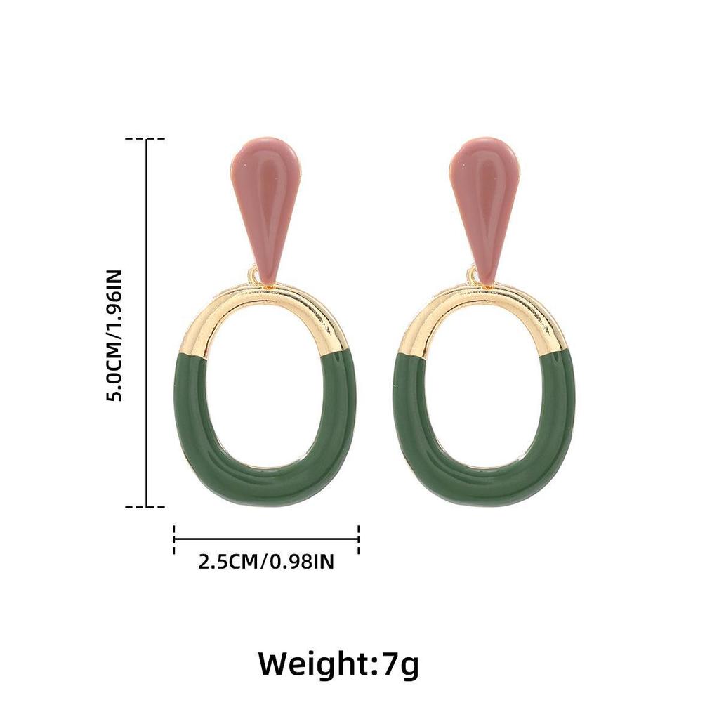 Женские бохо ретро цветные полые овальные металлические серьги