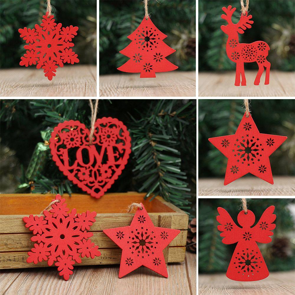 Drop Pendant Wood Crafts Christmas Tree Decoration Wooden Ornaments Xmas Hanging Santa/Elk/Angel