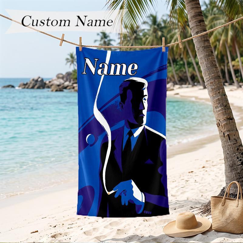 007 Custom Name Printed Beach Towel Personalized Soft Towel For Swimming Beach Travel