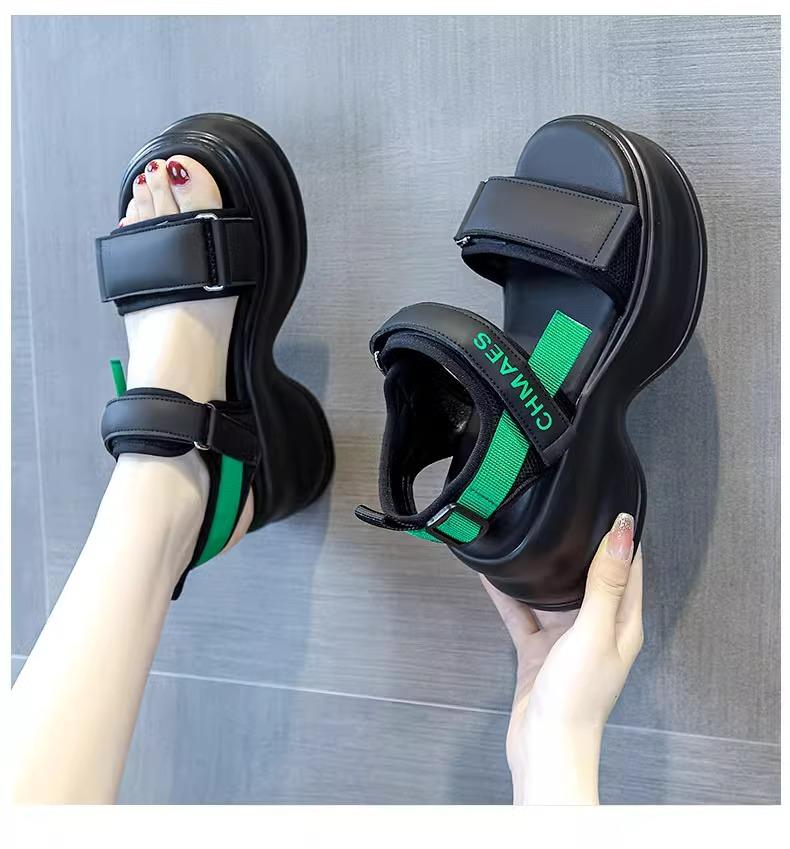 Босоножки на платформе для женщин, летние, модные дизайнерские босоножки на каблуке с открытым носком, женская удобная повседневная спортивная пляжная обувь