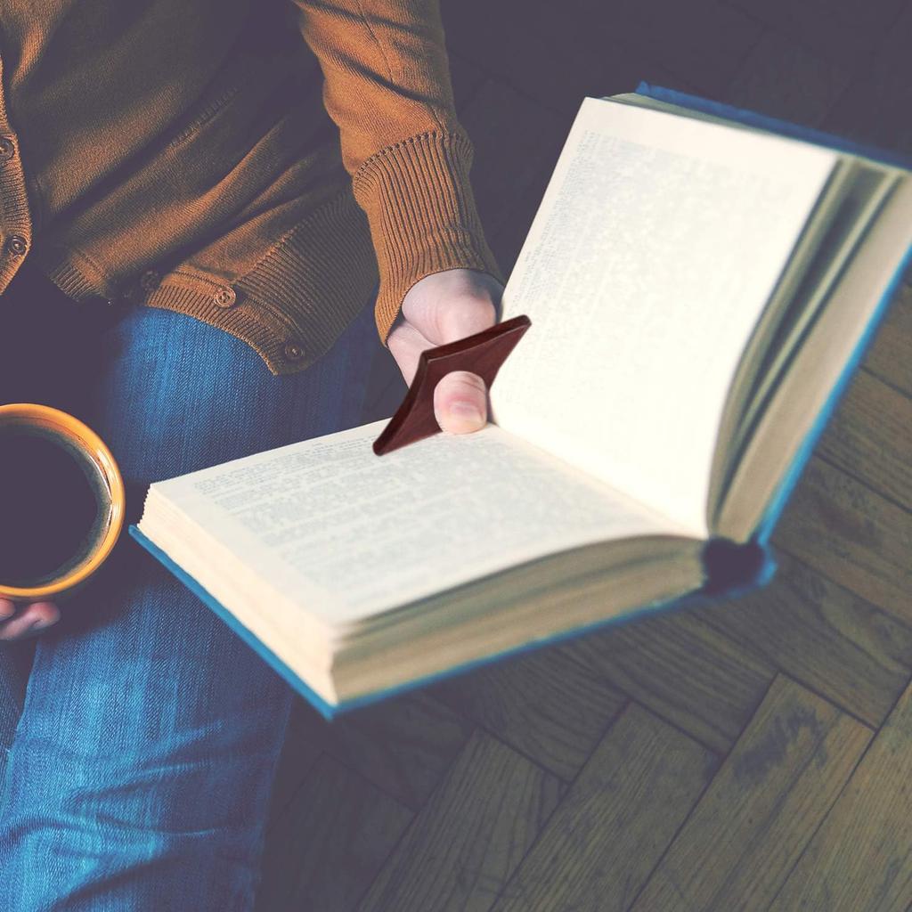 4 Pieces Wooden Book Page Holder Thumb Wood Book Holder Handmade Wood Reading Bookmark Accessory for Bookworm Lover Gifts, 2 Sizes