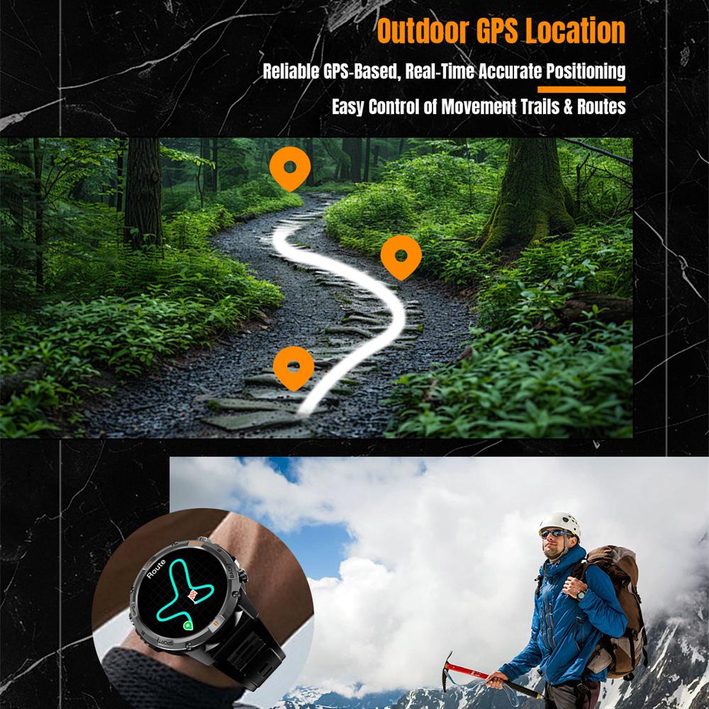 Новые умные спортивные часы для улицы, фонарик, компас, GPS, умные часы, звонки по Bluetooth, водонепроницаемость IP68, умные часы для здоровья, 580 мАч