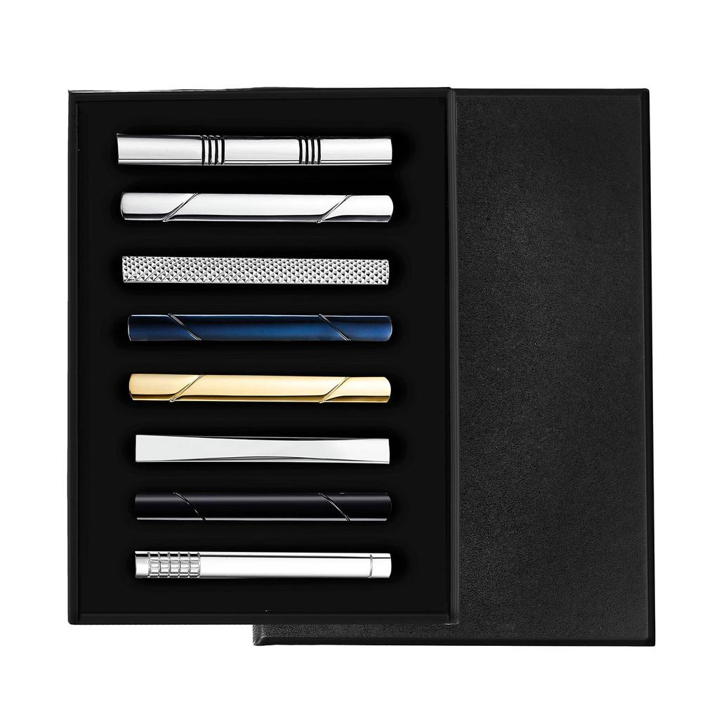 Элегантный набор из 8 зажимов для галстука для мужчин, прочный захват, стильная булавка для галстука, сплав, держатель для галстука, подходит для деловых встреч и свадеб