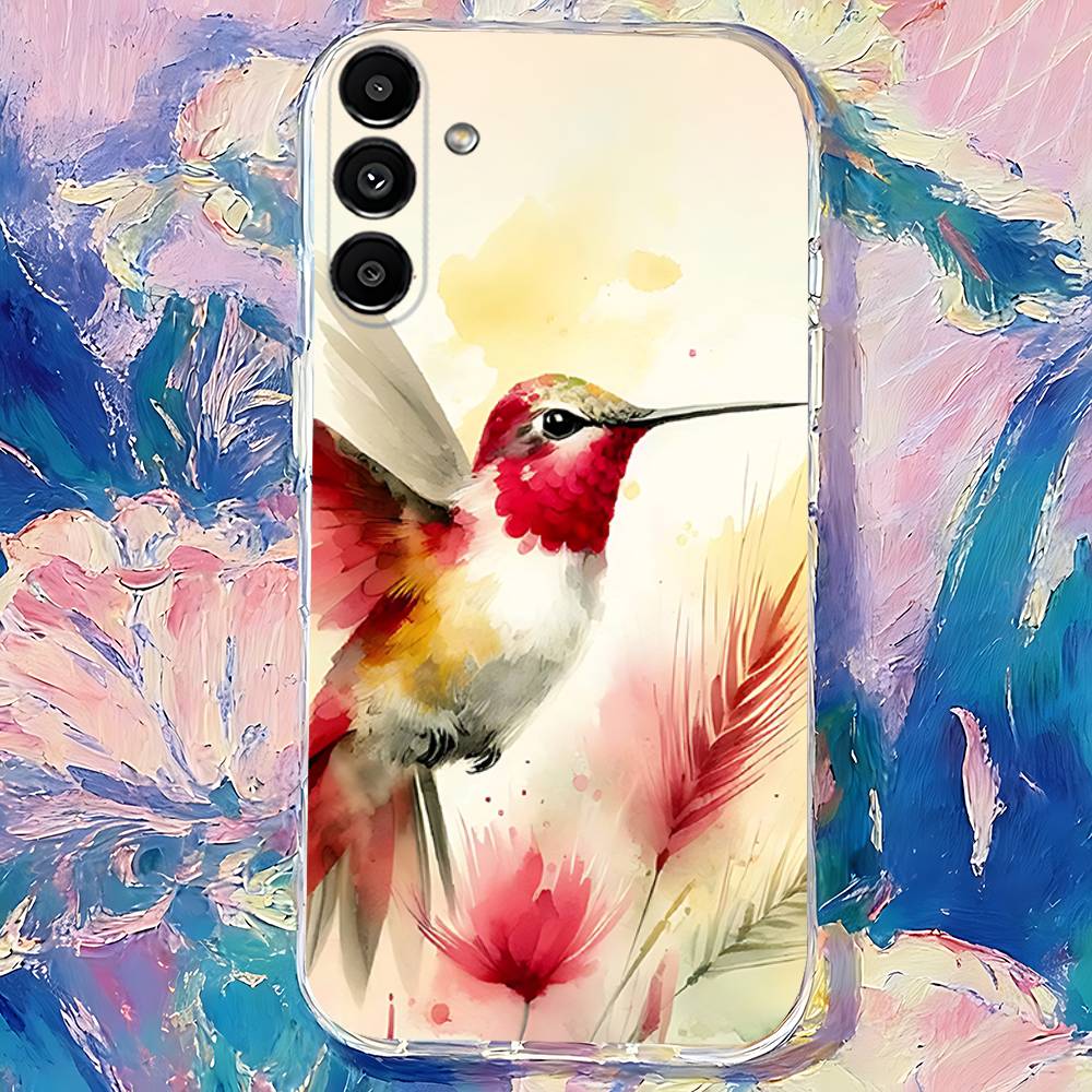 Чехол для телефона с рисунком колибри для Samsung S30, S25, S24, S23, S21, S22, S20, S10, 5G, FE, lite, PIus, Ultra Прозрачная крышка