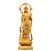 FunLo Traditional Art Carving Buddhist Statue, Seishi Bodhisattva, Wooden Carving, Guardian Deity, Feng Shui, Good Luck, Handmade Boxwood (23cm H X