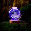 1pc 3D Laser Carved Earth Crystal Ball with Colorful Wooden LED Base, Small Night Light, Suitable for Home Office Decoration, Su