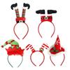 Long Leg Santa Claus Headband Plaid Christmas Cap Hair Bands Gifts Christmas Hair Hoop  Children