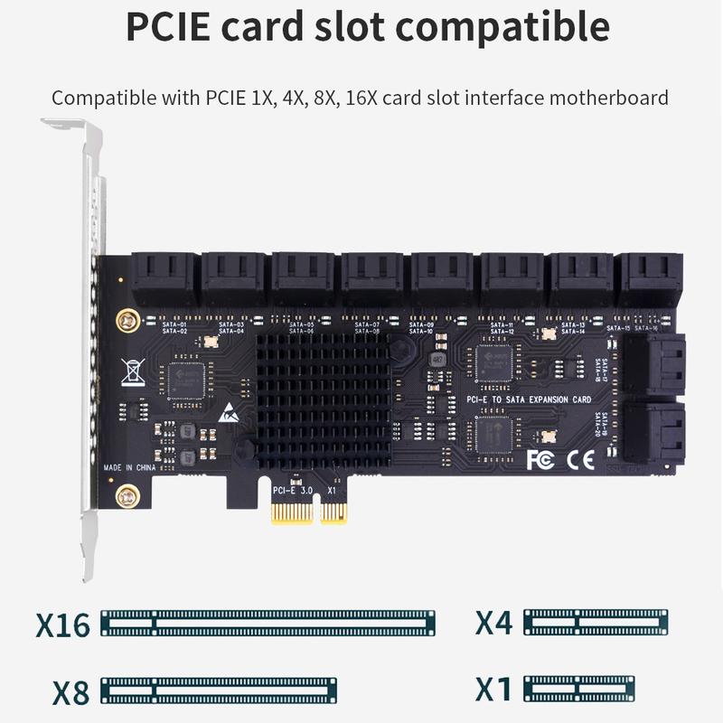 PCIe SATA карта расширения PCI-E 1X на 2-20 портов SATA3.0 Адаптер PCI E SATAIII Контроллер PCI Express Мультипликатор С SATA кабелями