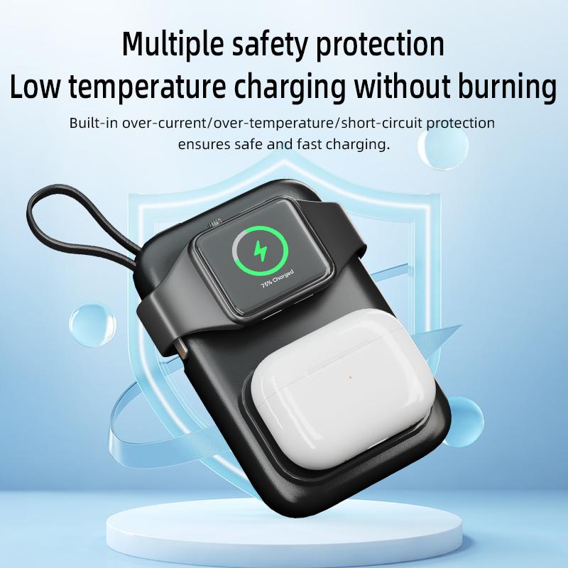 Мини-портативное зарядное устройство, магнитное беспроводное зарядное устройство, 5000 мАч, 3 в 1, аккумуляторы для резервного копирования, зарядное устройство для Apple Watch для Apple IPhone