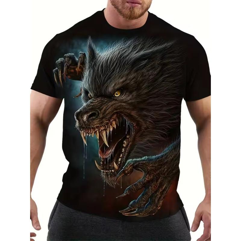 Animal Wolf 3D Print T-Shirts Streetwear Men Fashion Casual Oversized O-Neck Short Sleeved T Shirt Tees Tops Clothing