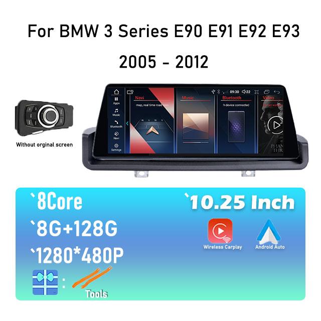 10,25-дюймовый IPS-экран, автомобильное радио, стереовидеоплеер, GPS-навигация для BMW 3 серии E90 E91 E92 E93 2005 - 2012, система Android 14