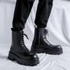Fashion British Style Stylish New Men High Top Genuine Leather Casual BootsThick Bottom Waterproof Boots High End Leather Basic Boots
