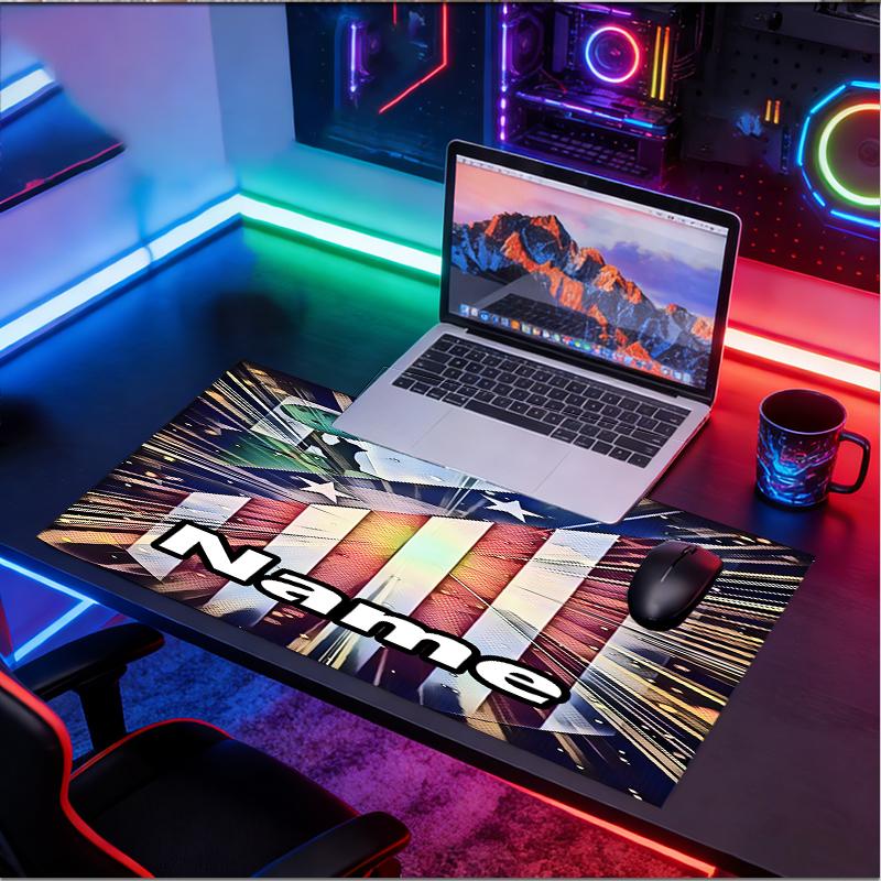 Custom Name Personalized football team Pattern Mousepad, Laptop PC Desk Mat, Decorative Desk Mat for Home Keyboard Pad Gift