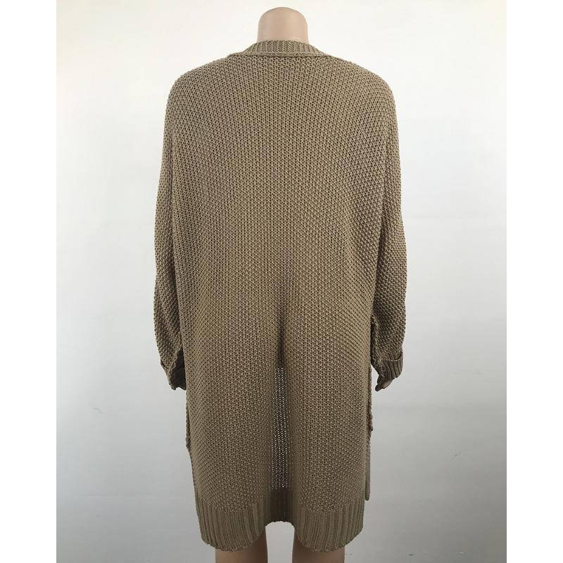 Fall and Winter Women's Plus Size Knitwear Long Split Rolled Sleeve Cardigan Sweater