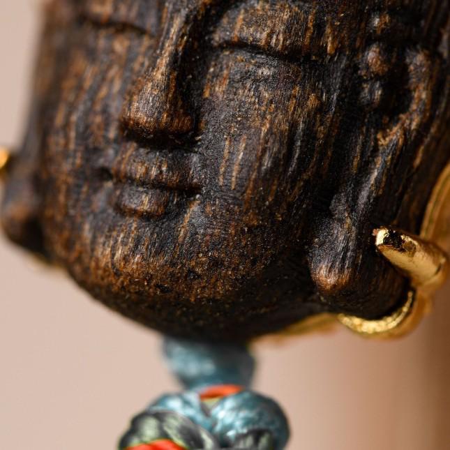 Exquisitely Hand-Carved Buddha Agarwood Bracelet with Qi Nan Bead - Keeps You Safe, Perfect for DIY Projects