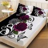 1pc Butterfly Rose Print Fitted Sheet 100% Polyester Durable Bedding Set Sheet for Home Bedroom Decoration Birthday Gift