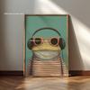 Whimsical Frog and Cocktail Canvas Poster Frog Bathing & Drink Coffee Animal Wall Art Printing for Modern Kitchen Home Decor