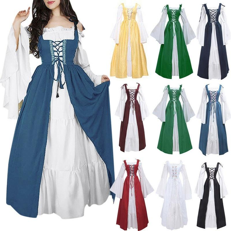 Винтажное платье эпохи Возрождения женское средневековое длинное платье Хэллоуин готический костюм платье