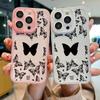 Мягкий силиконовый прозрачный тонкий чехол с узором «бабочка» для iPhone 16 Pro 15 Pro Max 14 13 12 11, противоударная защитная пленка для объектива, прозрачная задняя крышка