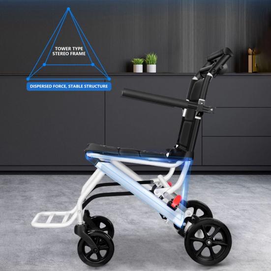 Transport Wheelchair Portable Transit Travel Wheelchair, Folding Wheelchairs for Adults and Seniors Support 180lbs, Narrow Doorways Wheel Chair,