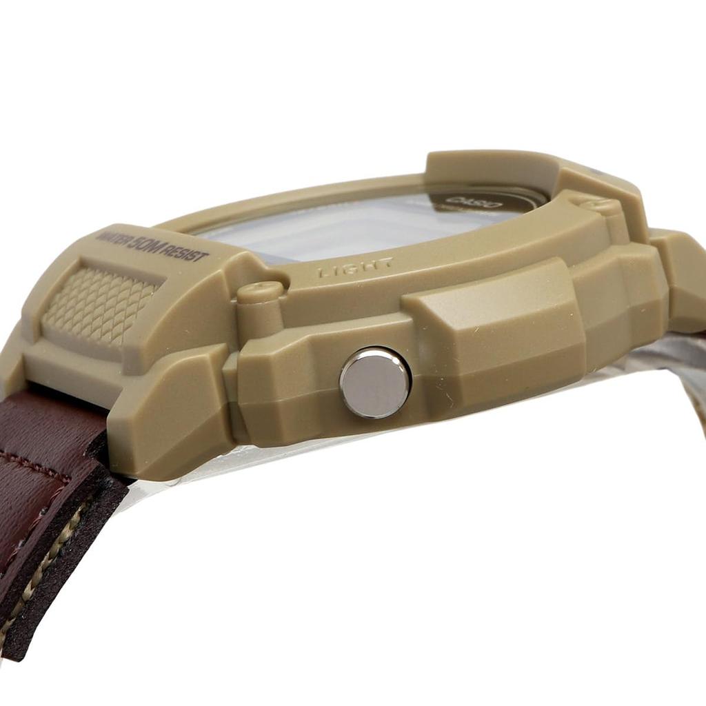 Casio Стандартные цифровые часы бежевого цвета с застежкой-липучкой, модель Overseas [Casio] W-219HB-5AV мужские [Товар]