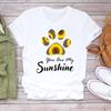 (Азиатский размер) Женская футболка с принтом Love Dog Paw Cat Pet Trend Симпатичная женская футболка 90-х годов Одежда Повседневная модная футболка с короткими рукавами Женская футболка с рисунком