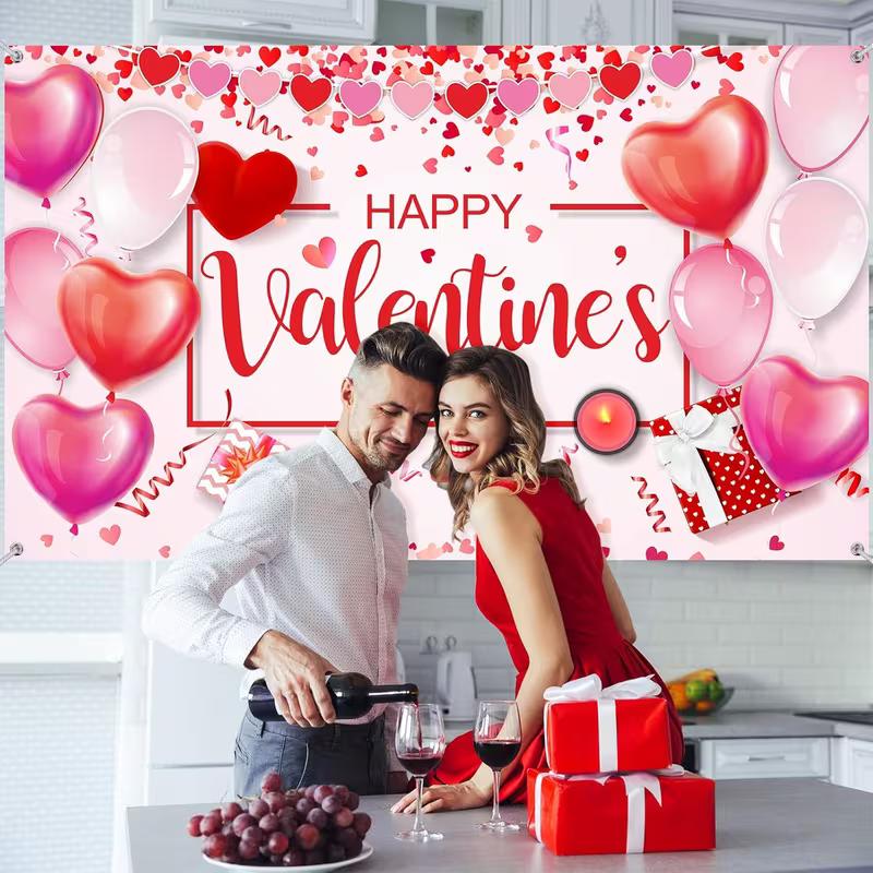 Festive Pink 2D Backdrop, Romantic Gifts & Confetti Photo Background