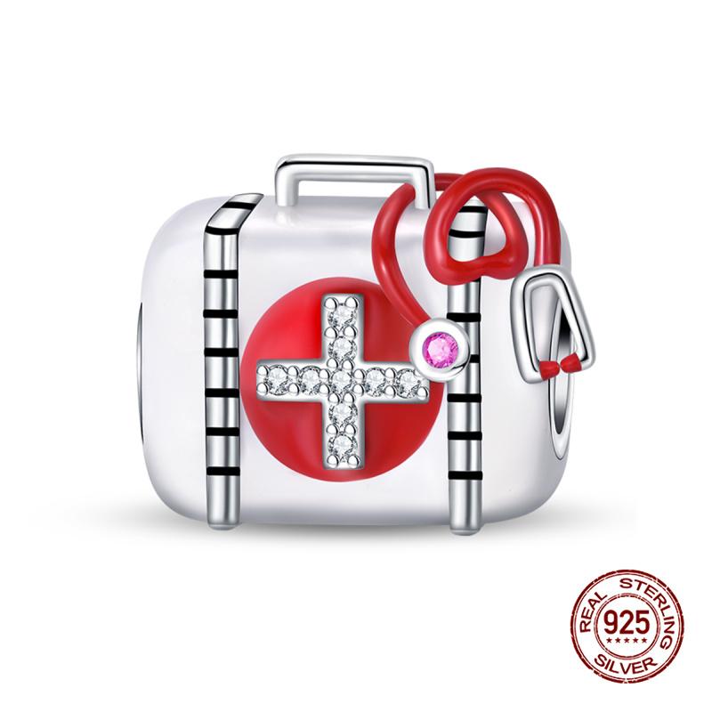 New In Medical Care Series-Medical Box Heart Charms Beads Fit 3Mm Original Bracelet Women Copper Fine Charms Jewelry Gifts