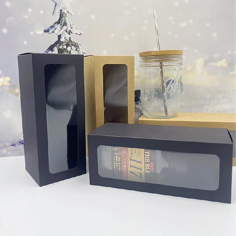 WTEMPO Clear Window Paper Party Favor Boxes DIY Foldable Treat Handle Boxes Daily Presents Packaging Boxes Perfect for Birthday Wedding Christmas