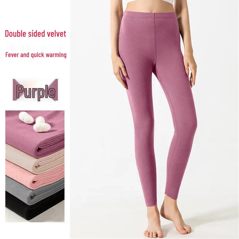 Double-Sided Fleece Base Layer Pants for Women - Seamless, Slimming, Warm, German Fleece, Spring/Autumn/Winter Wear.