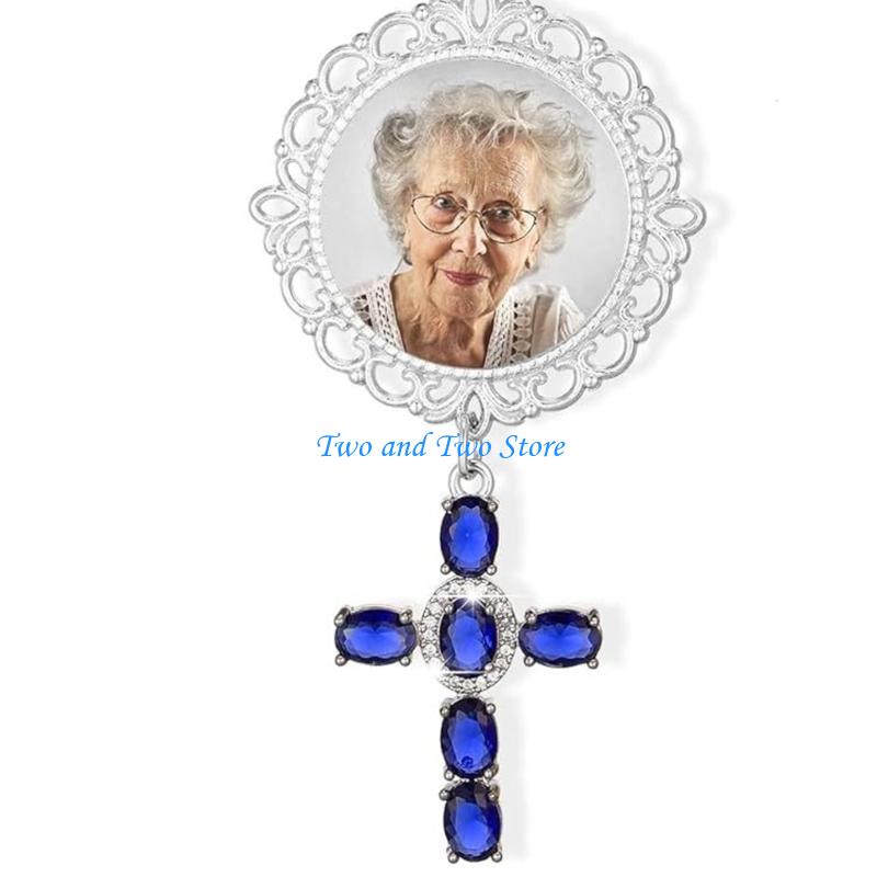 HX6F Elegant Bridal Bouquet Photo Charm Unique Accessory Photo Charm Bowknot Lapel Pin Jewelry For Wedding Day