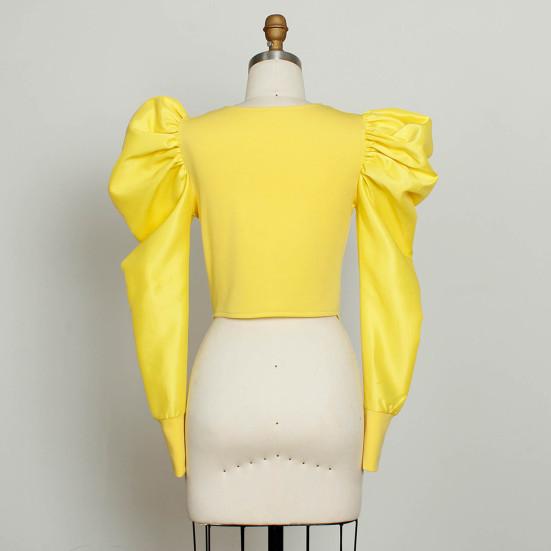 Женская блузка повседневная пэчворк рукав-буф, женская весенне-летняя облегающая блузка для вечеринки