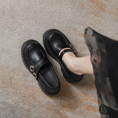 Весенние новые маленькие кожаные туфли с внутренней высотой 10 см, женские туфли на толстой подошве, на толстом каблуке и на высоком каблуке, одинарные туфли Мэри Джейн для женщин