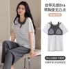 Pure cotton pajamas with chest pads, women's summer short-sleeved trousers, thin summer can be worn outside, high-end loungewear set