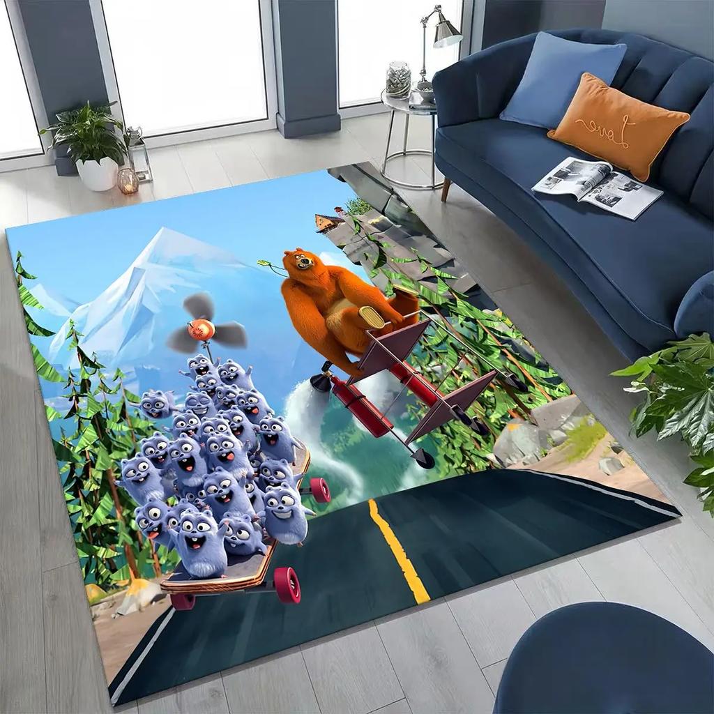 Забавный ковер-ковер из мультфильма «Гризли и лемминги» для спальни, гостиной, дивана, придверный коврик, декор, большой детский игровой нескользящий коврик для пола