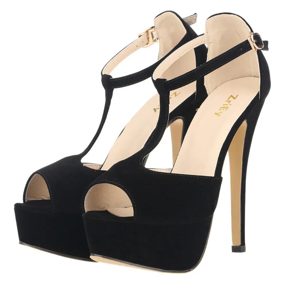 Женские босоножки на платформе, высокие каблуки, сексуальные, 14 см, открытый носок, ремешок на щиколотке, туфли-лодочки на шпильке, туфли с Т-образным ремешком, свадебные туфли, большой размер 44