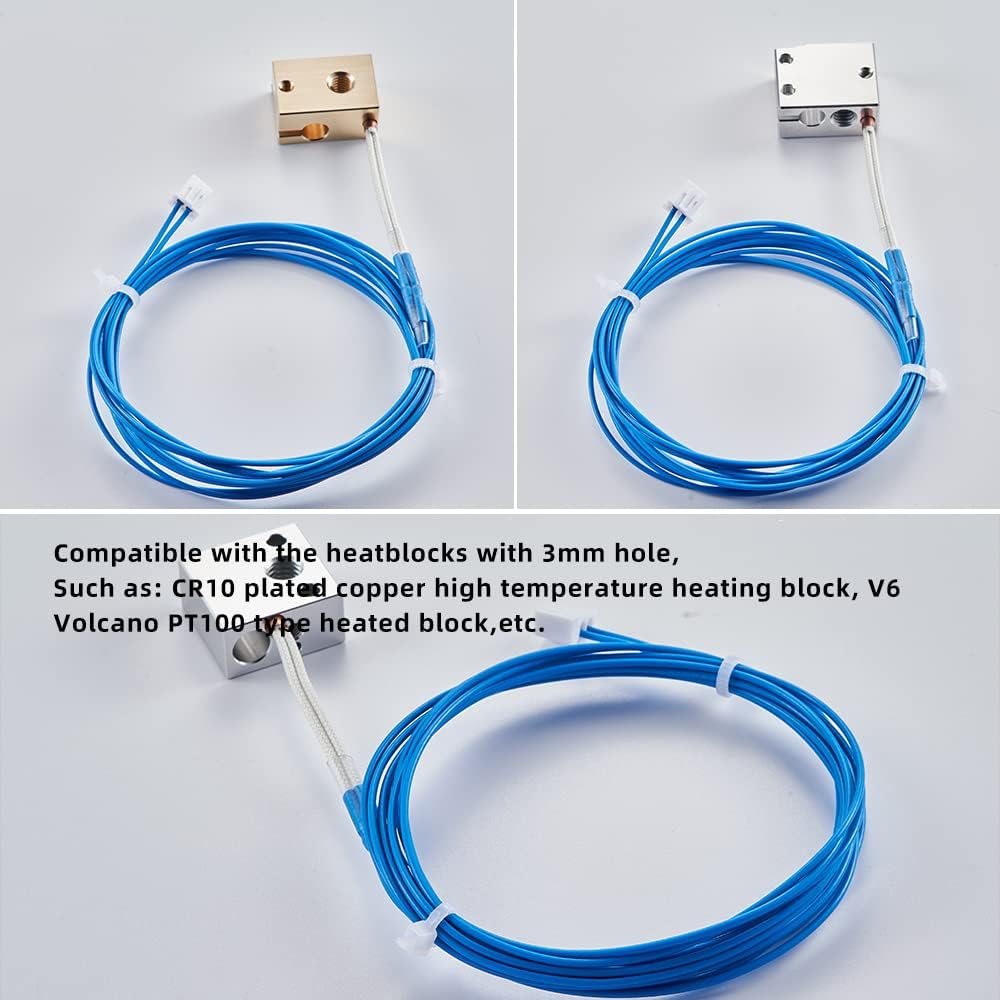 Ender-3/ Ender-3-v2 Thermistor Upgrade: 3PCS 1.2m High Temperature NTC 3950 100K Thermistor Sensor for Ender 3 Max/5, CR10, CR10s, V6 Volcano, High