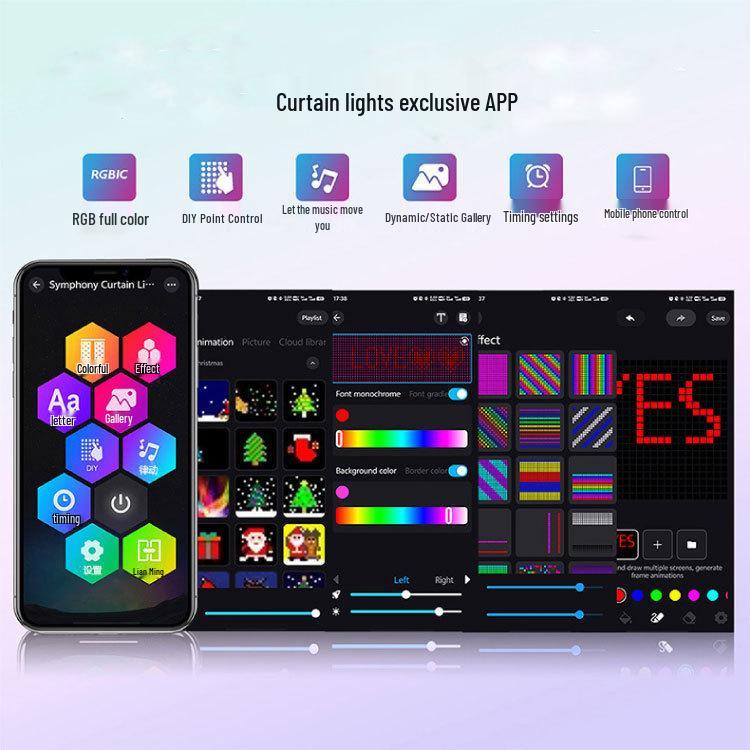 Умные RGB-гирлянды-шторы Dreamcolor: Светодиодная гирлянда из медной проволоки для помещений