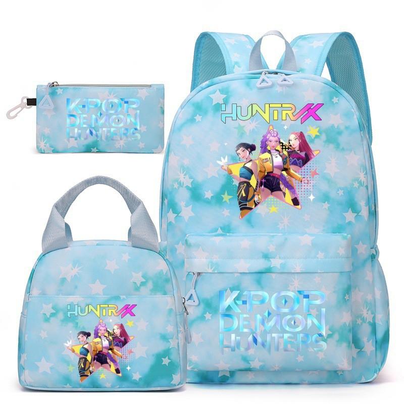 Korean Drama Inspired School Backpack Set With Lunch Bag Pencil Case Teen Girls Nylon 13-inch Laptop Compatible