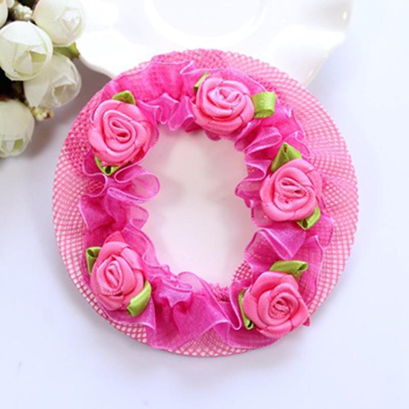 Hot Sale 1PC Cute Adjustable Beautiful Hair Accessories Dance Hairnet High Quality Elastic Exquesite Girls Flower Hair Nets Graceful 5 Colors kids