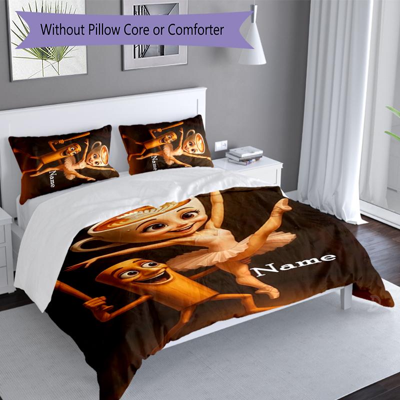 3pcs Custom Name Italian Brainrot animal Set,Includes 1 Duvet Cover and 2 Pillowcases,All-season Bedroom Decor