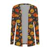 Women's Fashion Casual Floral Halloween Print Medium Length Cardigan Jacket Coat