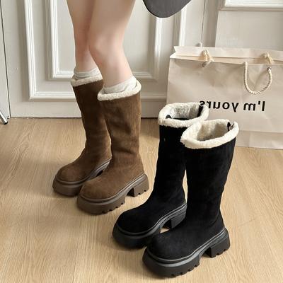 Женская модная легкая зимняя теплая сноубутсы, стремя на стопу, меховая интеграция, нескользящая, для отдыха, спортивные, длинные хлопковые сапоги