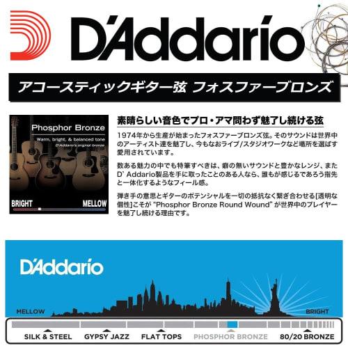 D'Addario Phosphor Bronze .022 Acoustic Guitar Strings, PB022, Pack of 10