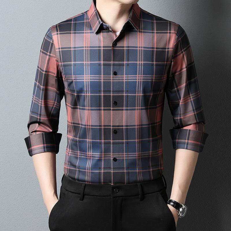 Модная клетчатая рубашка для молодых и мужчин среднего возраста. Весенний новый красивый кардиган. Модная повседневная рубашка в корейском стиле.