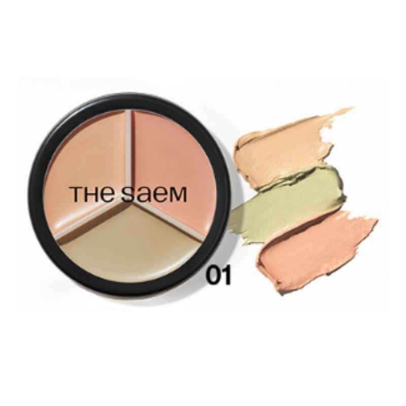 The Saem Консилер-палетка Perfection Triple Pot 13,5 г – 7 цветов Корректирующая палитра для безупречного покрытия и контуринга