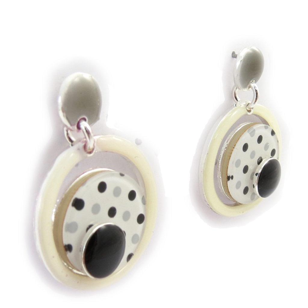 NOA [K0233] - 'Coloriage' Designer Earrings, Ivory Gray